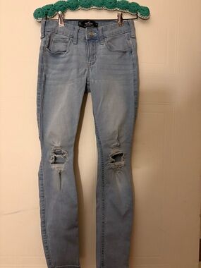 Hollister Light Wash Distressed Skinny Jeans